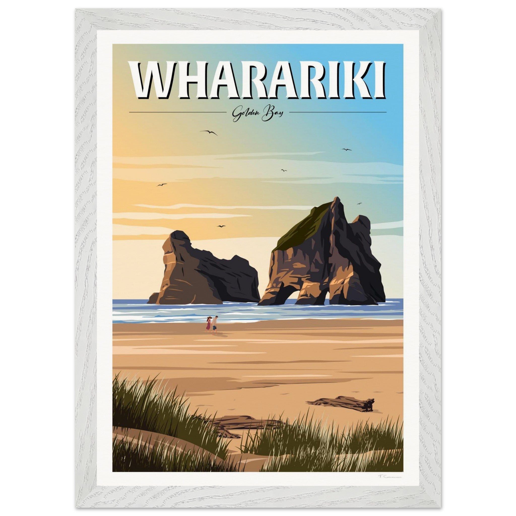 Wharariki Golden Bay Travel Poster, New Zealand