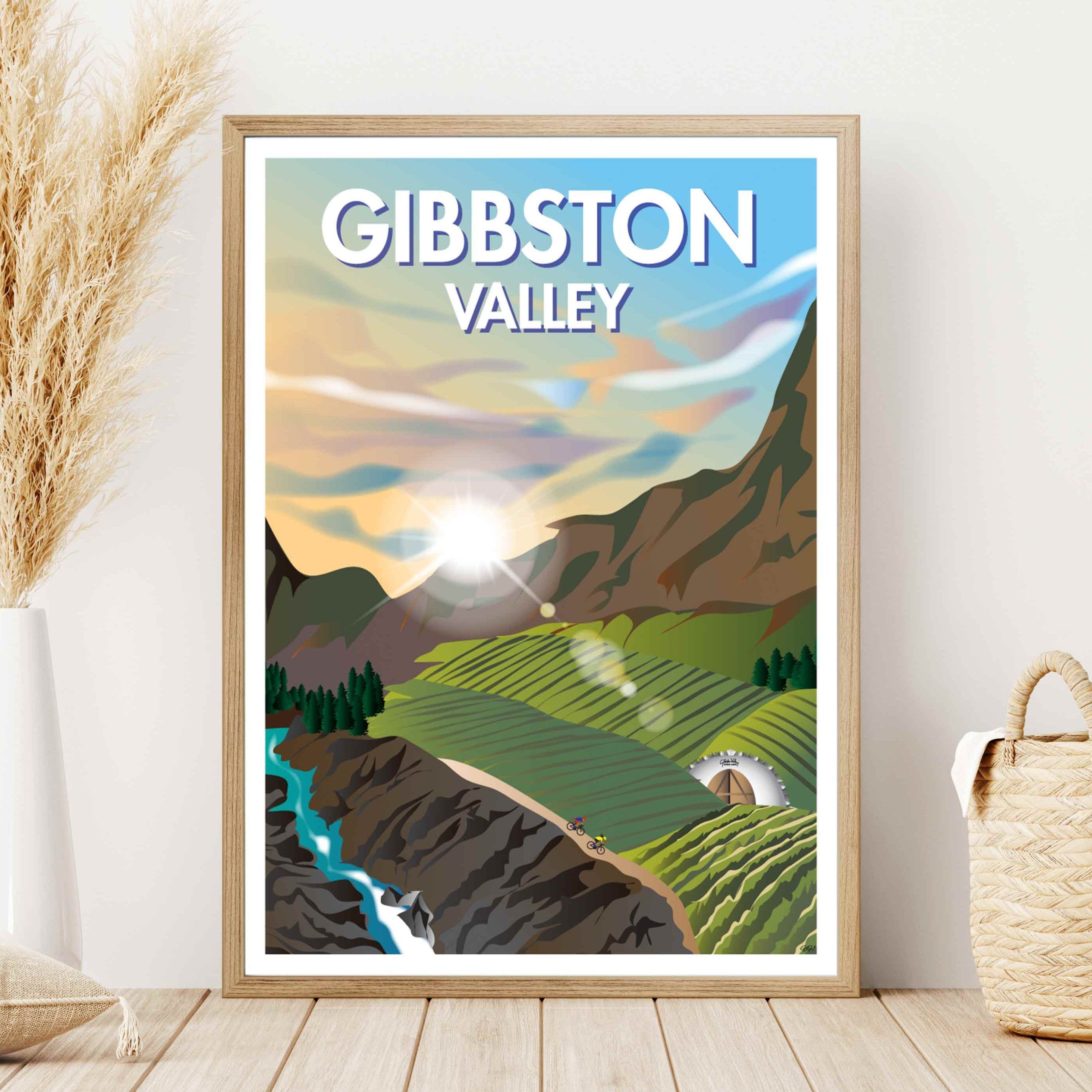 Gibbston Valley New Zealand Travel Poster