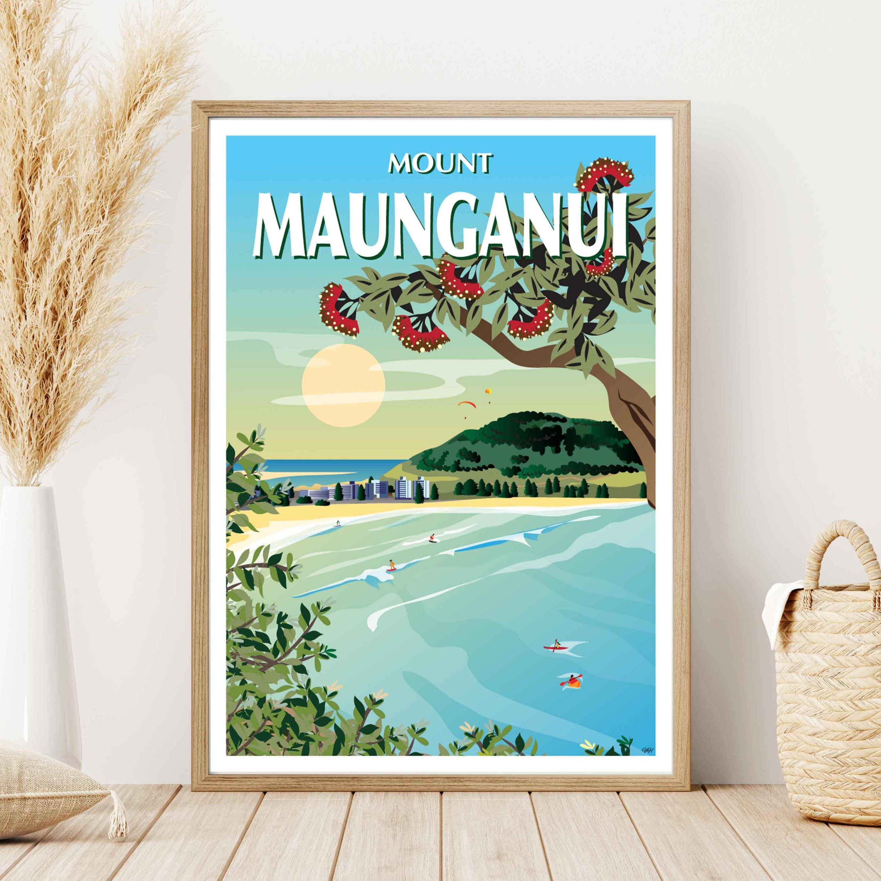 Mount Maunganui New Zealand Travel Poster