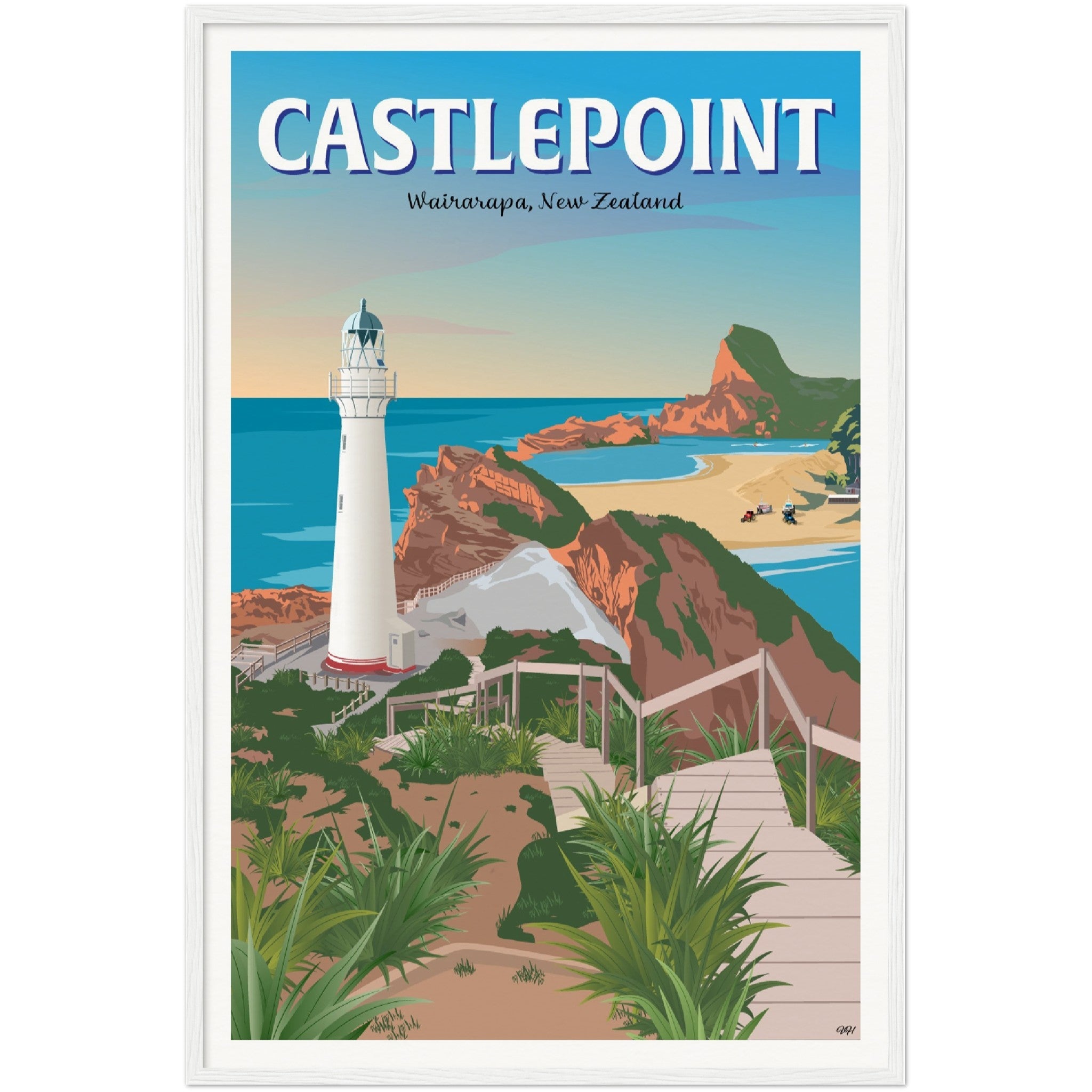 Castlepoint - Wairarapa, New Zealand - Travel Poster