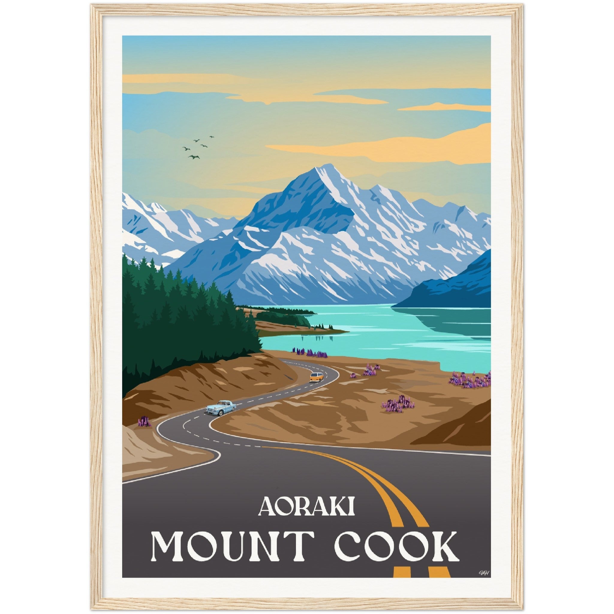 Aoraki - Mount Cook Travel Poster, New Zealand