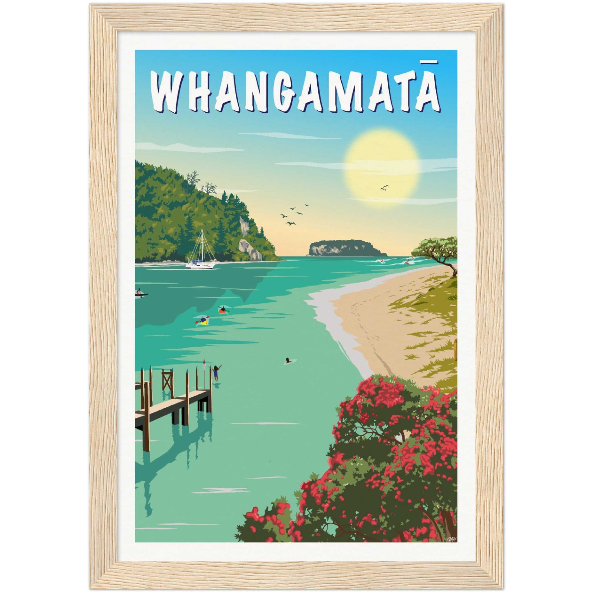 Whangamatā Travel Poster, New Zealand