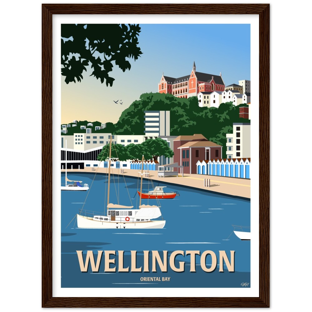 Wellington - Oriental Bay - Travel Poster, New Zealand