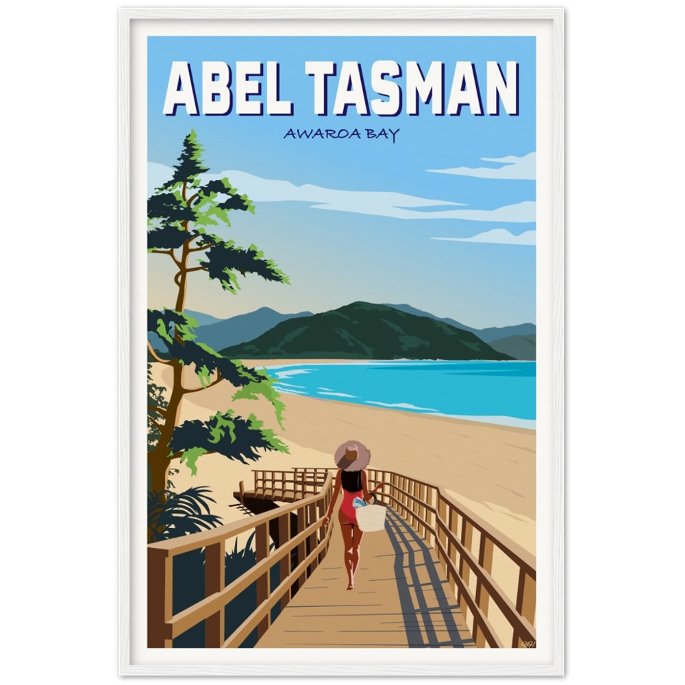 Abel Tasman - Awaroa Bay - Travel Poster, New Zealand