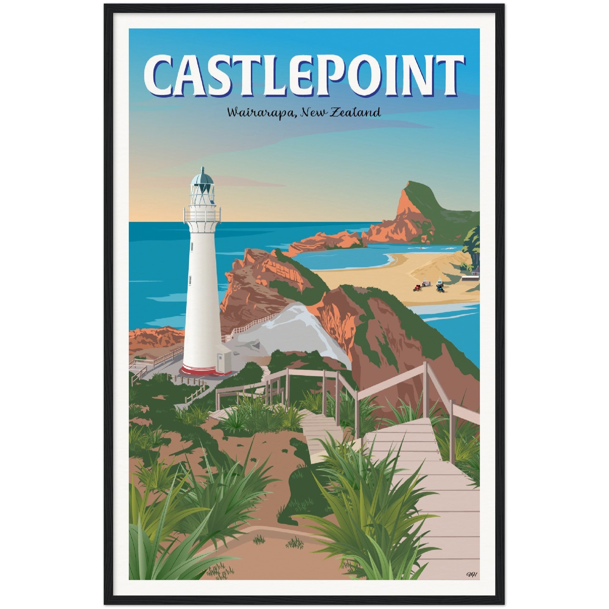 Castlepoint - Wairarapa, New Zealand - Travel Poster