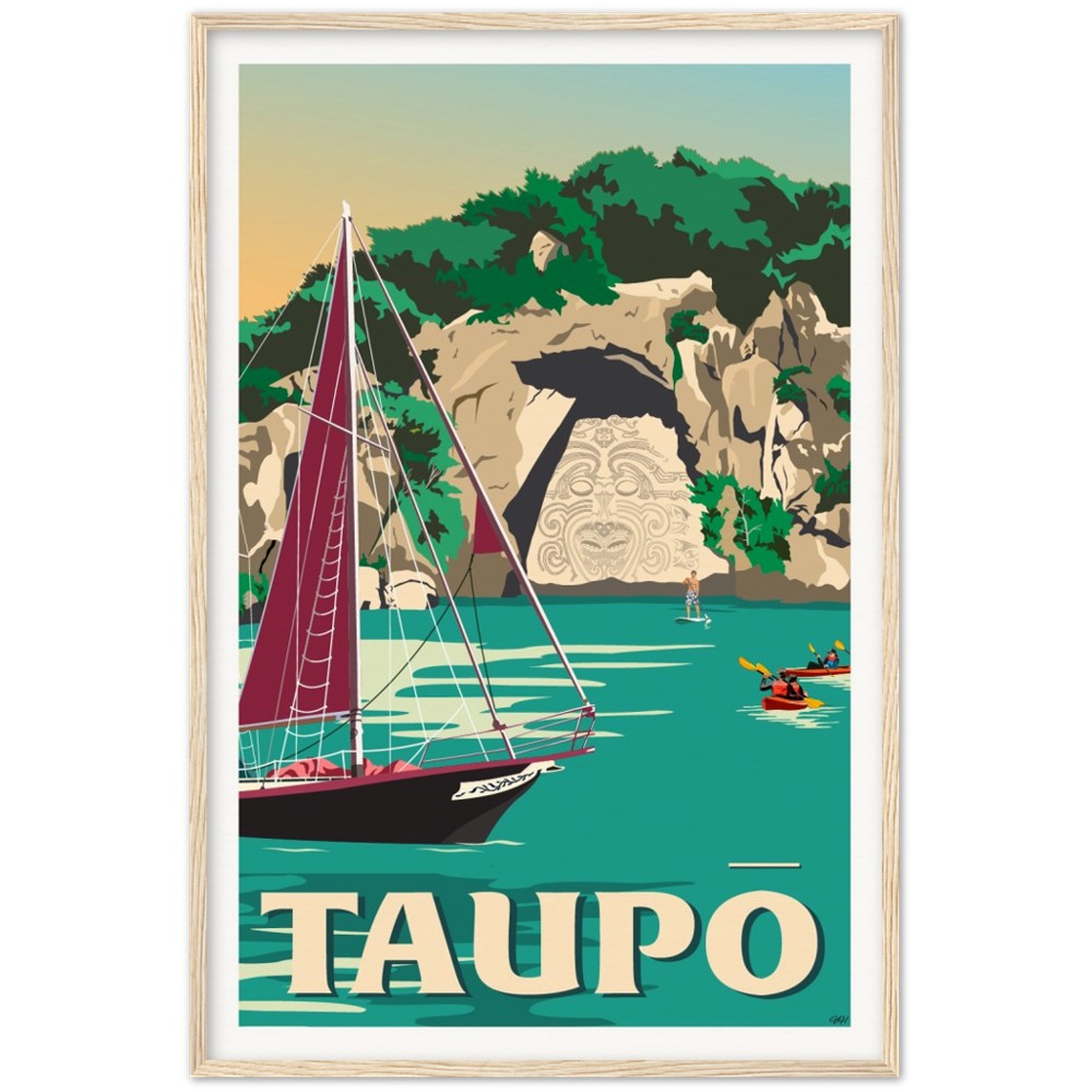 Taupō Ngātoroirangi Rock Travel Poster, New Zealand