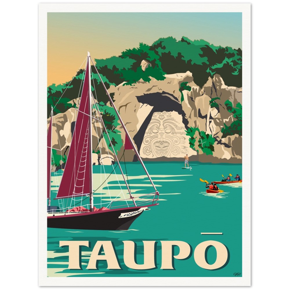 Taupō Ngātoroirangi Rock Travel Poster, New Zealand