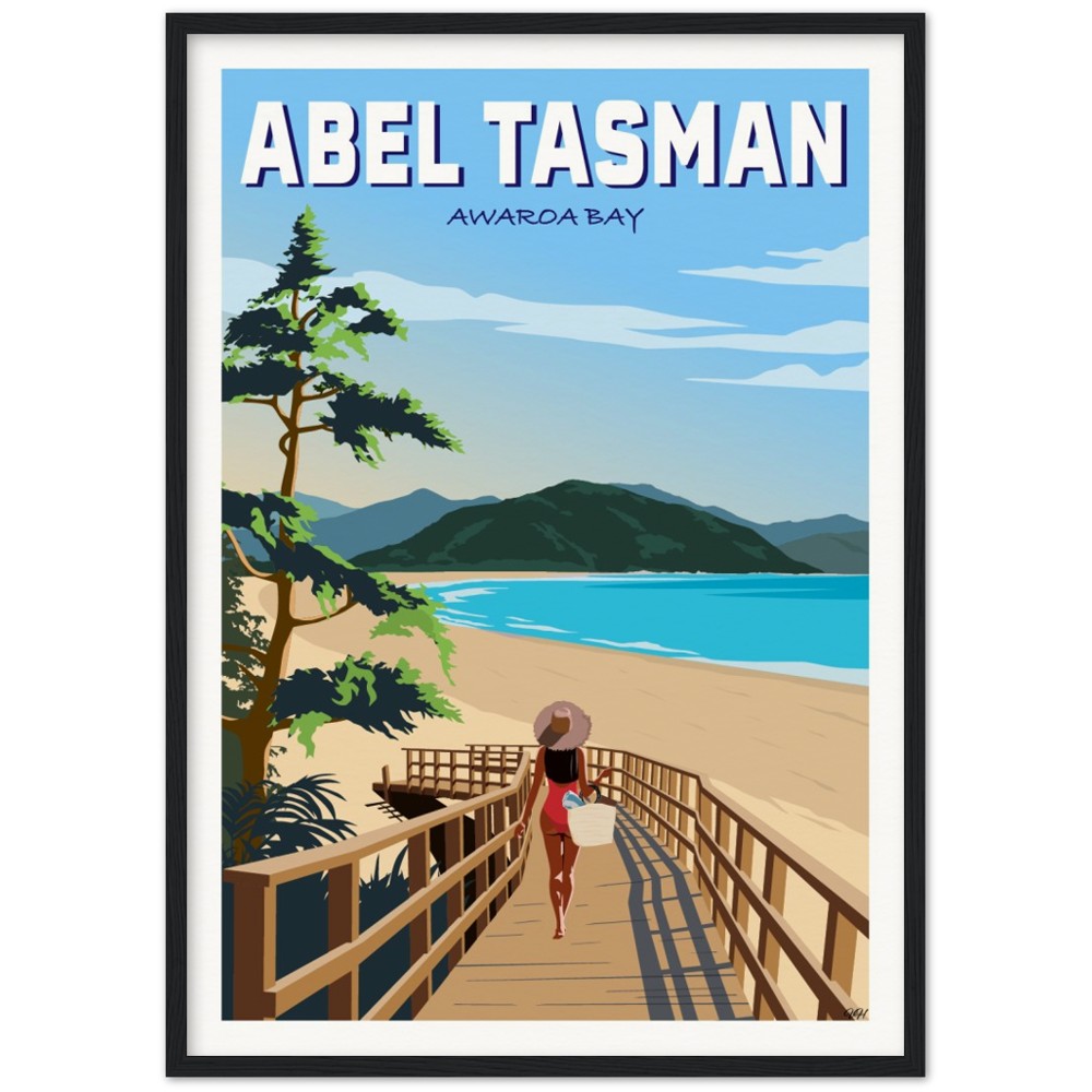 Abel Tasman - Awaroa Bay - Travel Poster, New Zealand