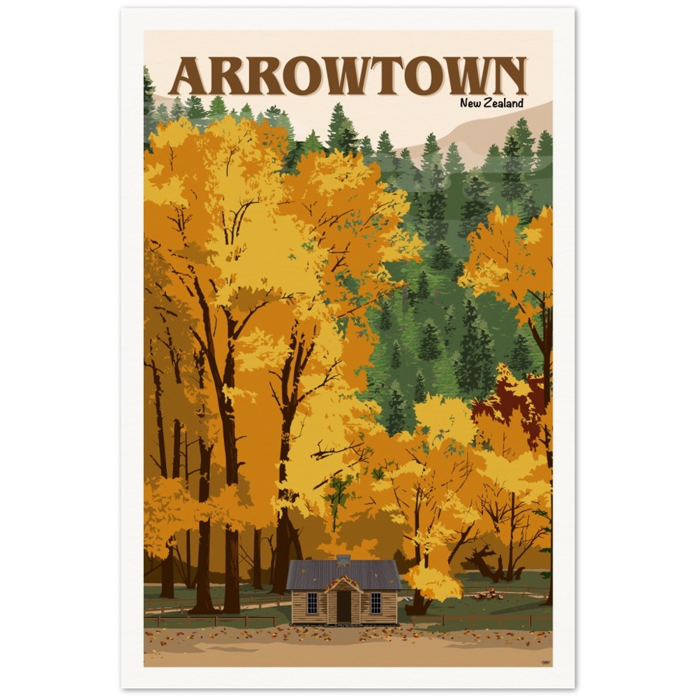 Arrowtown Travel Poster, New Zealand