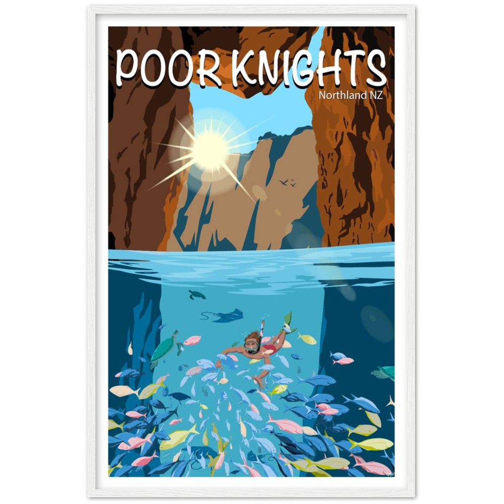 Poor Knights Travel Poster, New Zealand