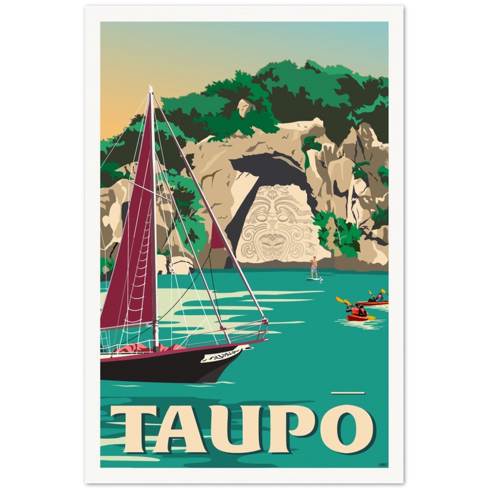 Taupō Ngātoroirangi Rock Travel Poster, New Zealand