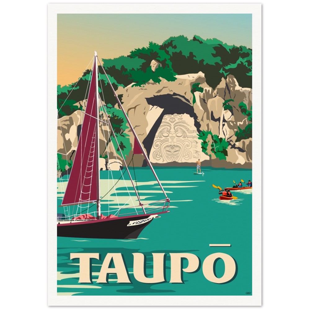 Taupō Ngātoroirangi Rock Travel Poster, New Zealand