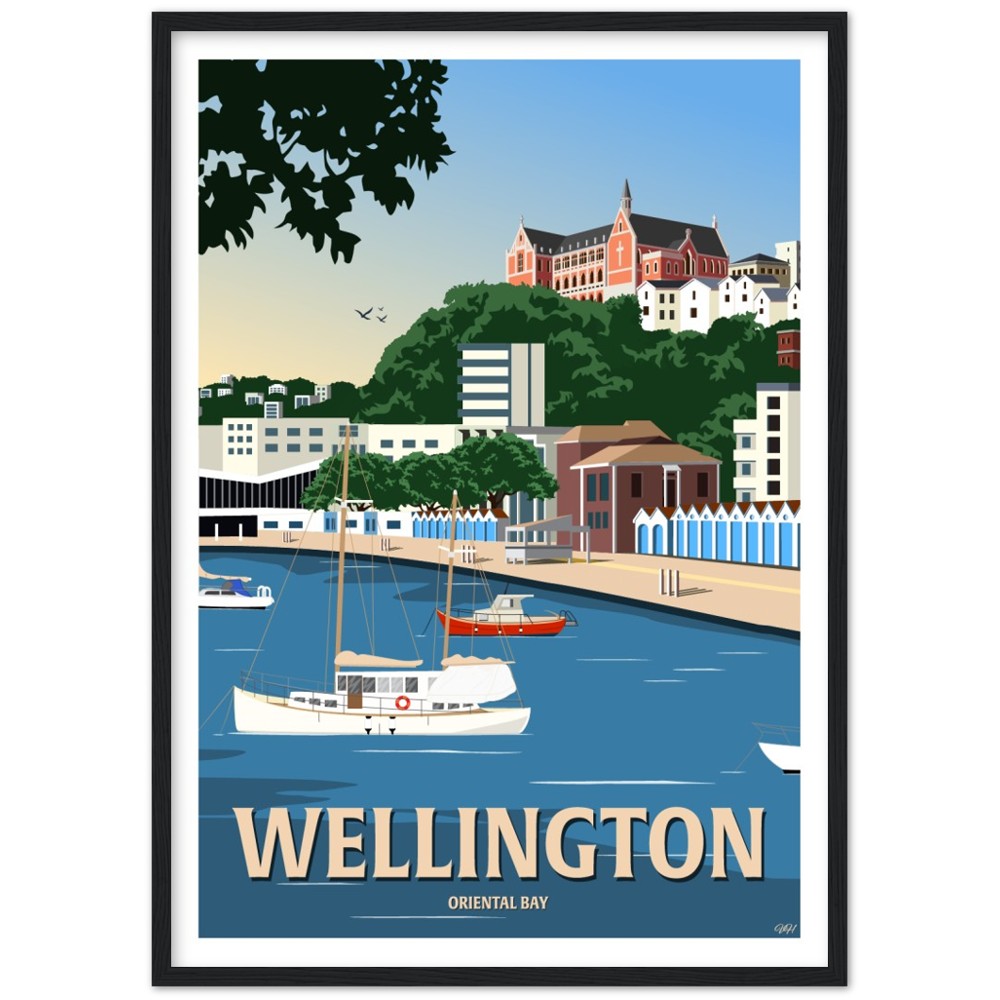 Wellington - Oriental Bay - Travel Poster, New Zealand