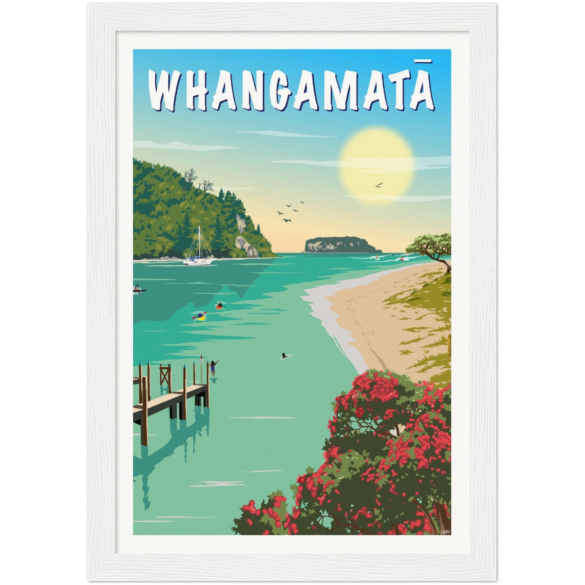 Whangamatā Travel Poster, New Zealand