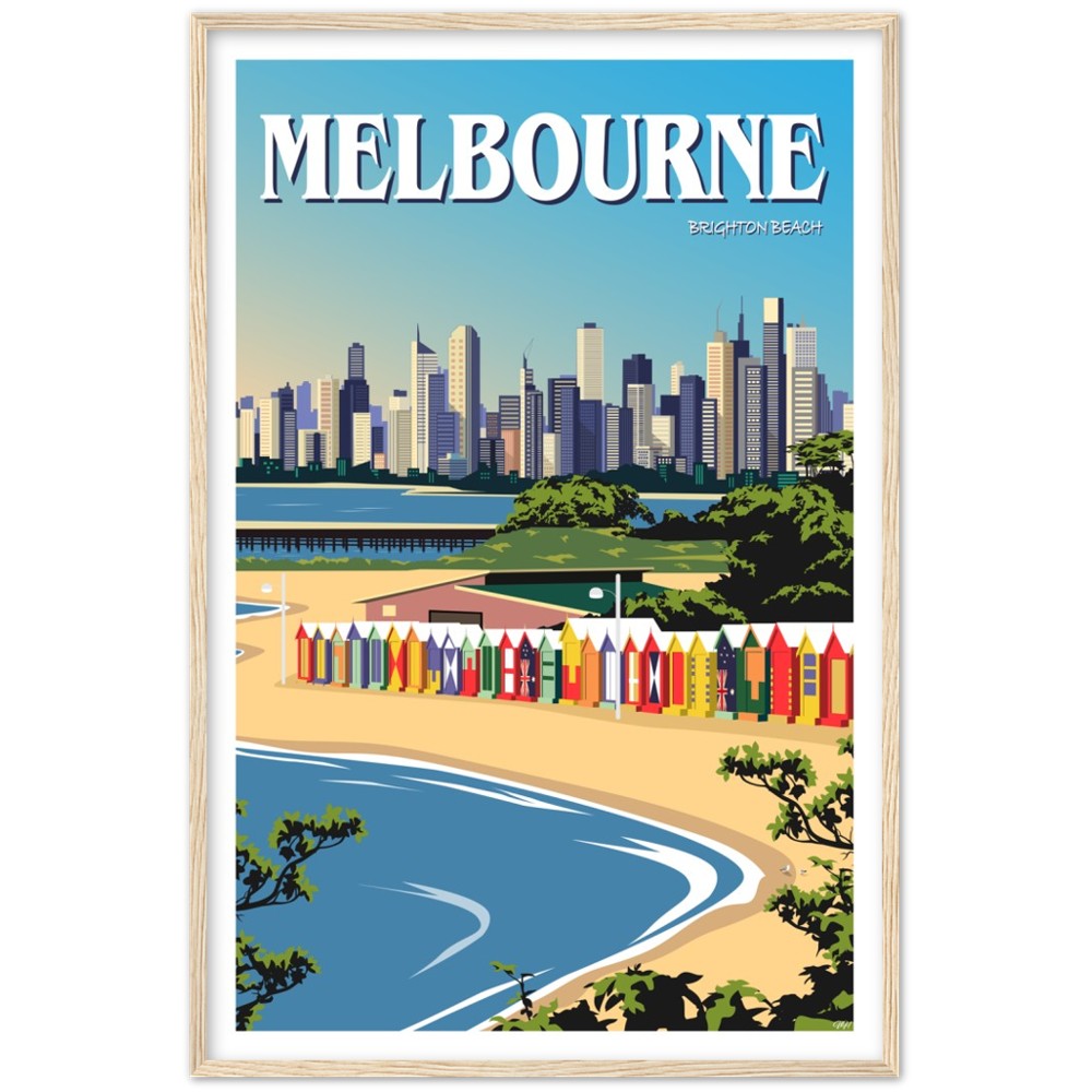 Melbourne - Brighton Beach - Travel Poster, Australia