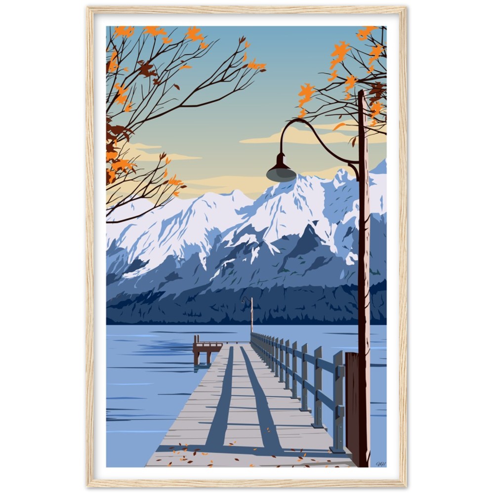 Glenorchy Wharf Autumn Travel Poster, New Zealand
