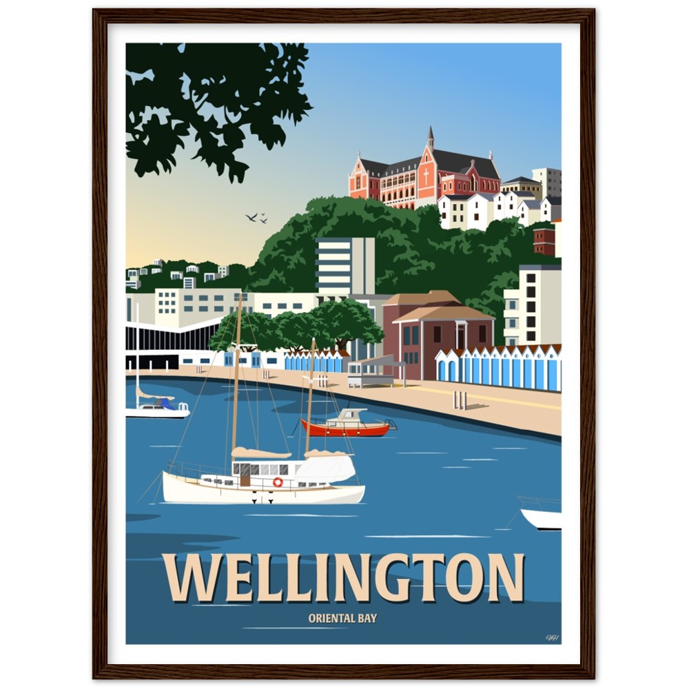 Wellington - Oriental Bay - Travel Poster, New Zealand