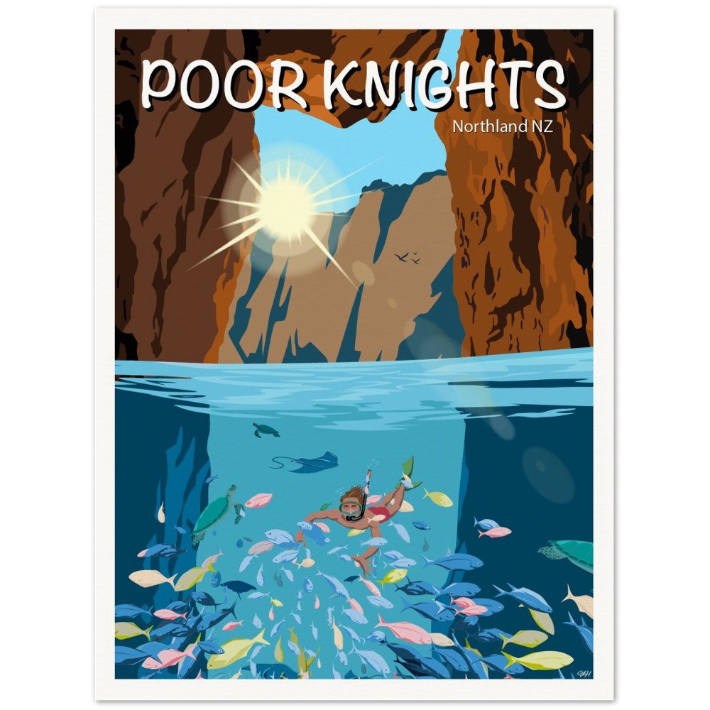 Poor Knights Travel Poster, New Zealand