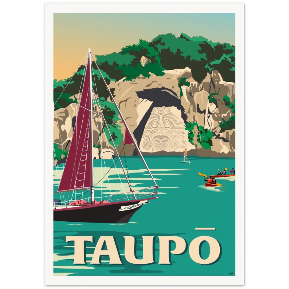 Taupō Ngātoroirangi Rock Travel Poster, New Zealand