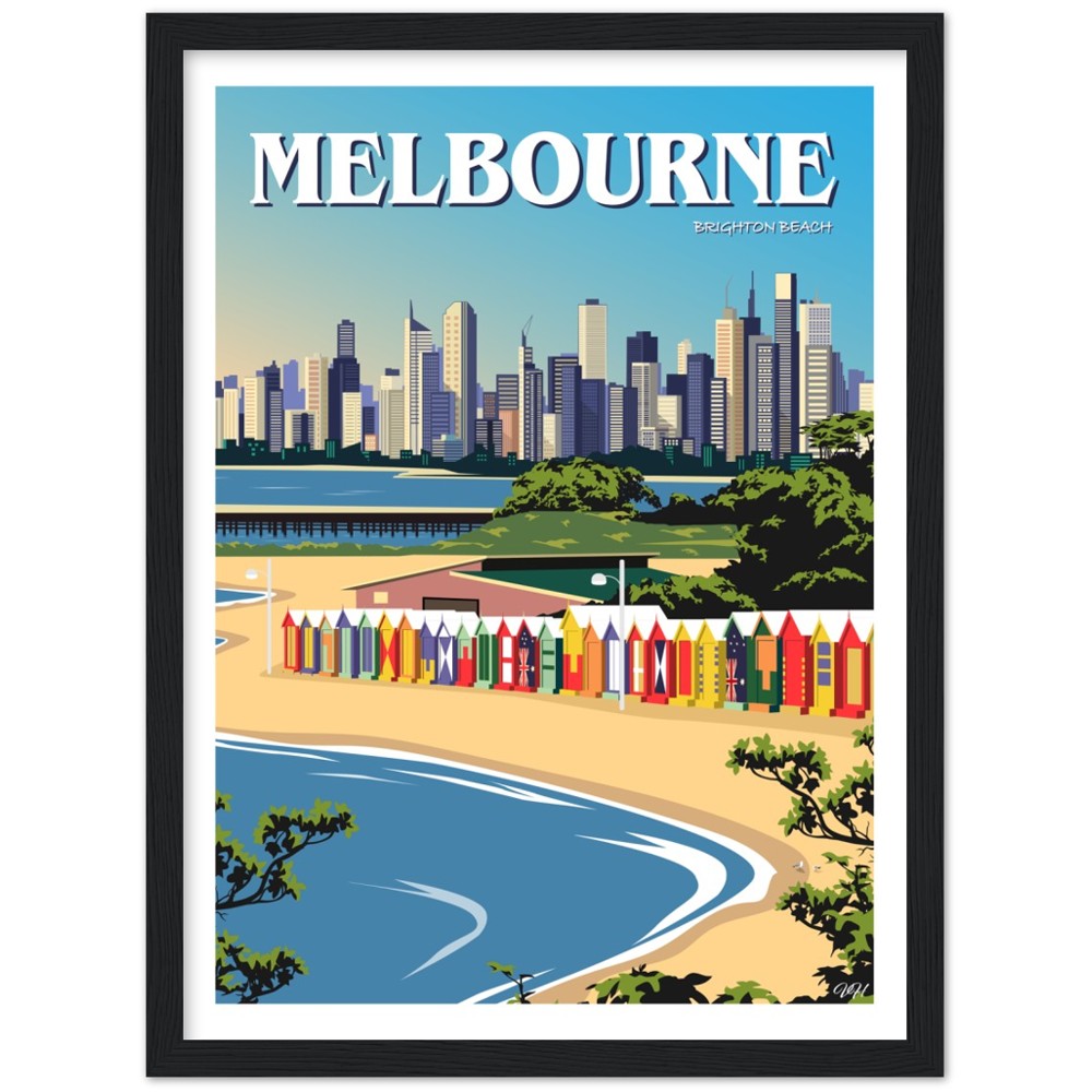Melbourne - Brighton Beach - Travel Poster, Australia