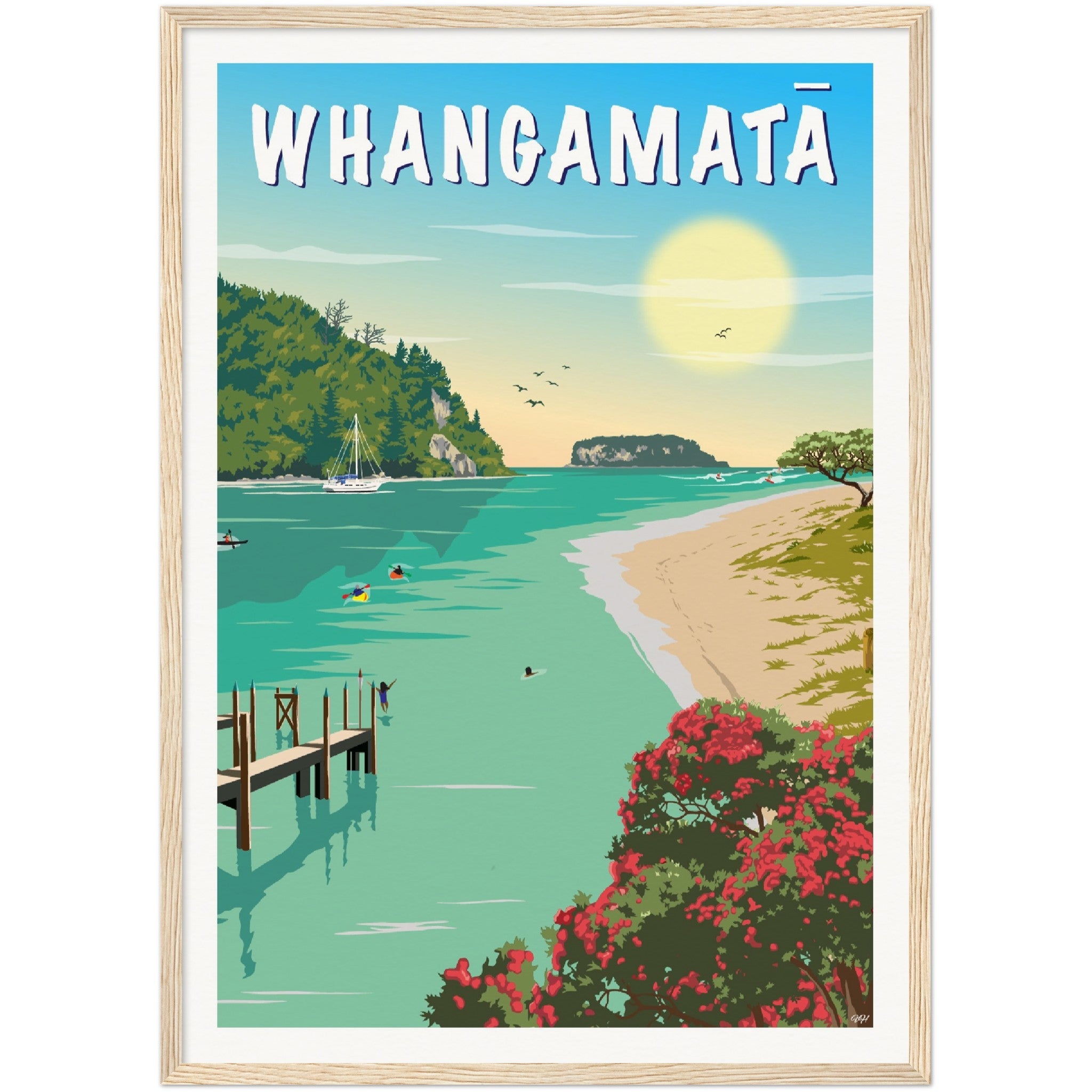 Whangamatā Travel Poster, New Zealand