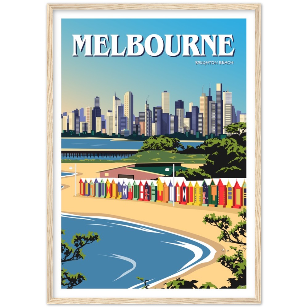 Melbourne - Brighton Beach - Travel Poster, Australia