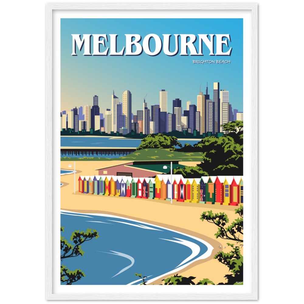 Melbourne - Brighton Beach - Travel Poster, Australia