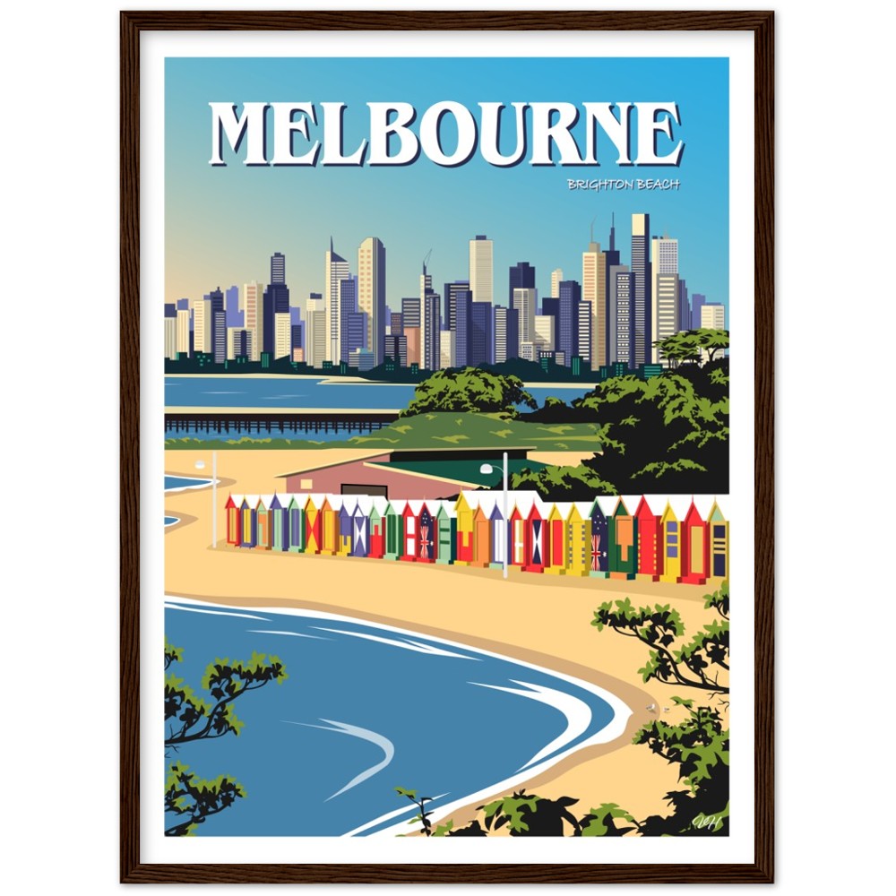 Melbourne - Brighton Beach - Travel Poster, Australia