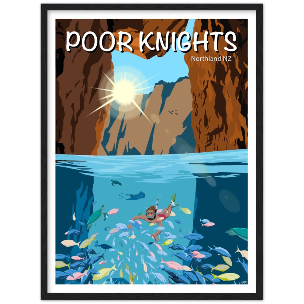 Poor Knights Travel Poster, New Zealand
