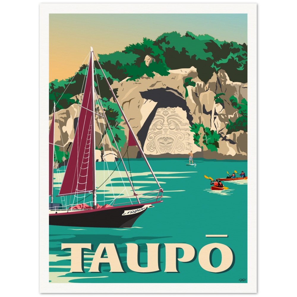 Taupō Ngātoroirangi Rock Travel Poster, New Zealand