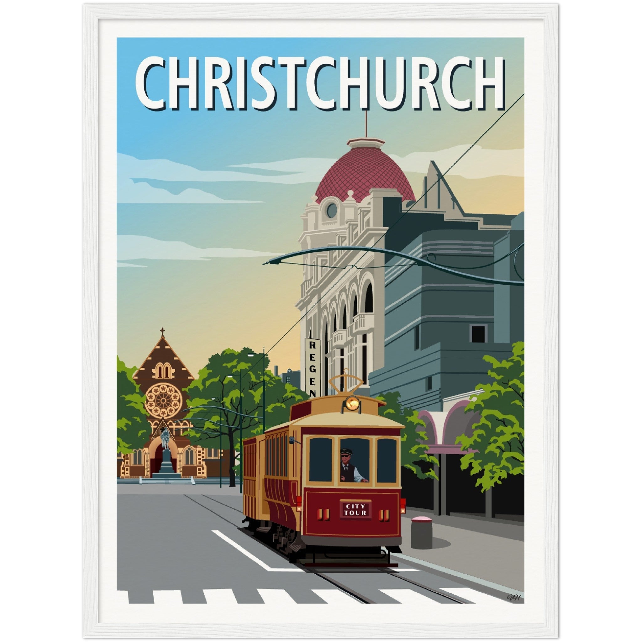 Christchurch Travel Poster, New Zealand