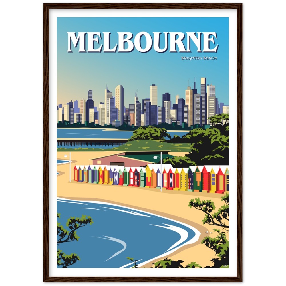 Melbourne - Brighton Beach - Travel Poster, Australia
