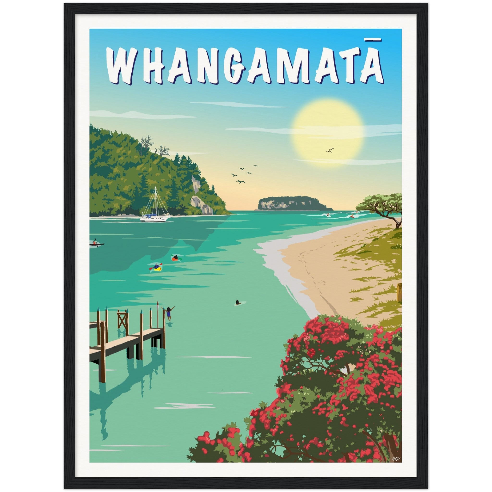 Whangamatā Travel Poster, New Zealand