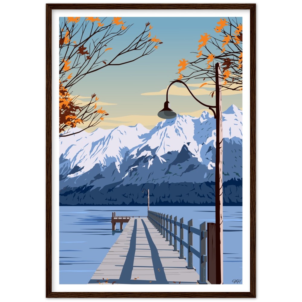 Glenorchy Wharf Autumn Travel Poster, New Zealand