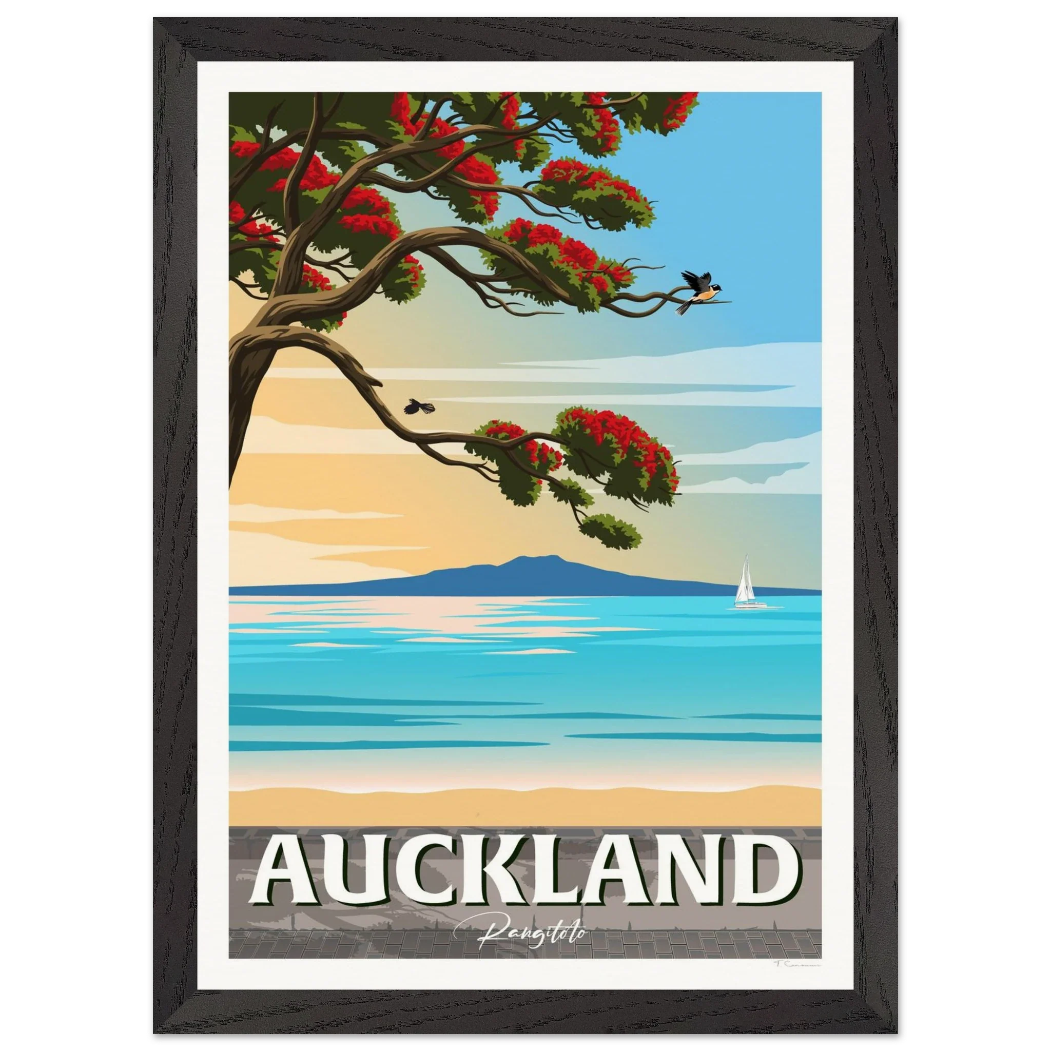 Rangitoto Island New Zealand Travel Poster