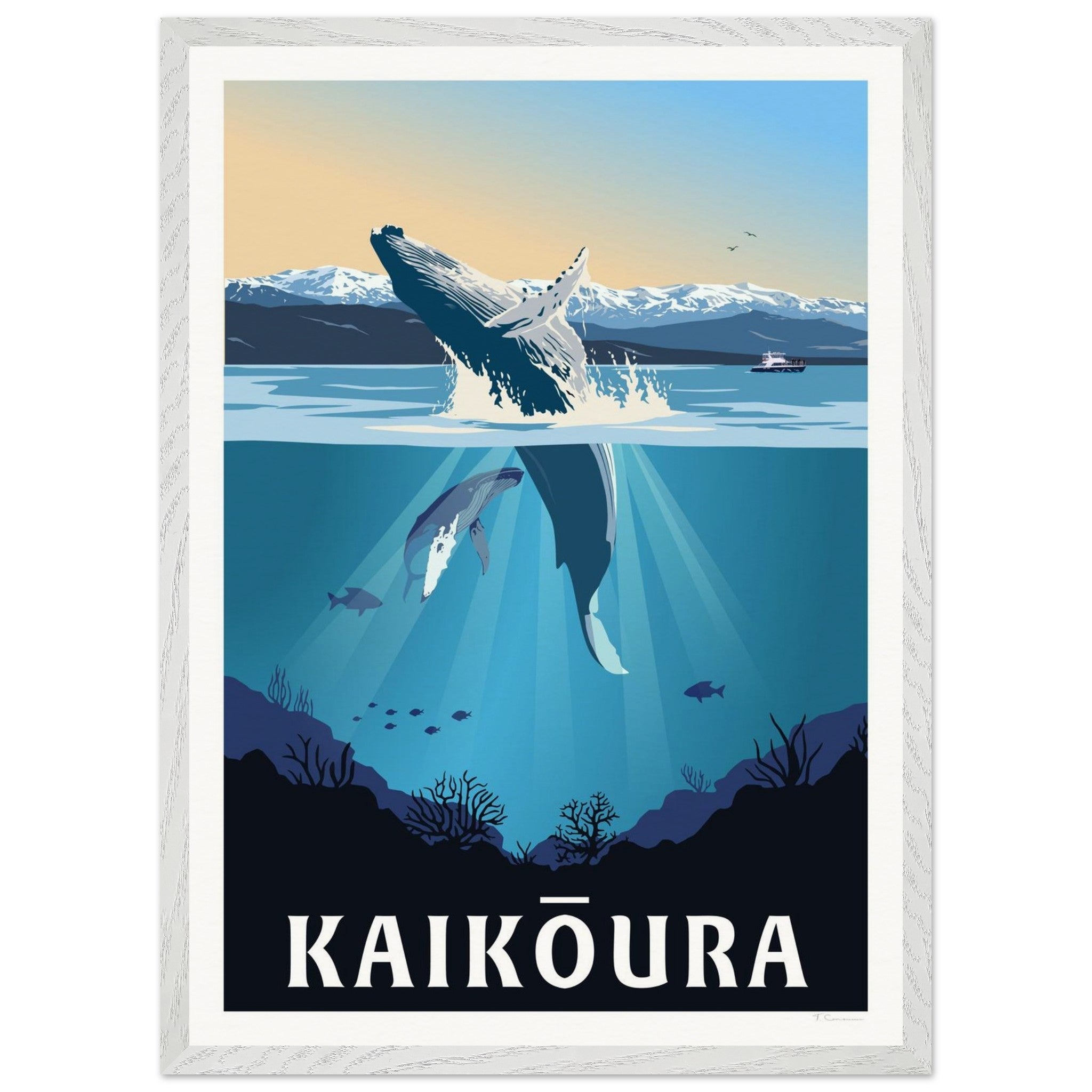 Kaikōura Whale Watching - Travel Poster, New Zealand
