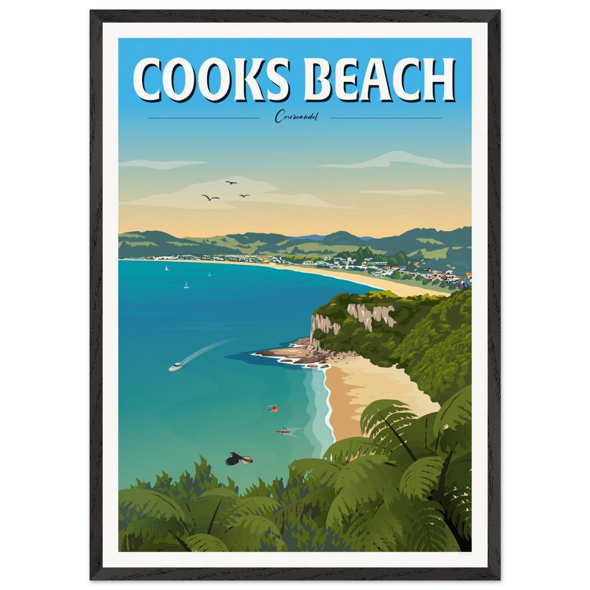 Cooks Beach, Coromandel New Zealand Travel Poster