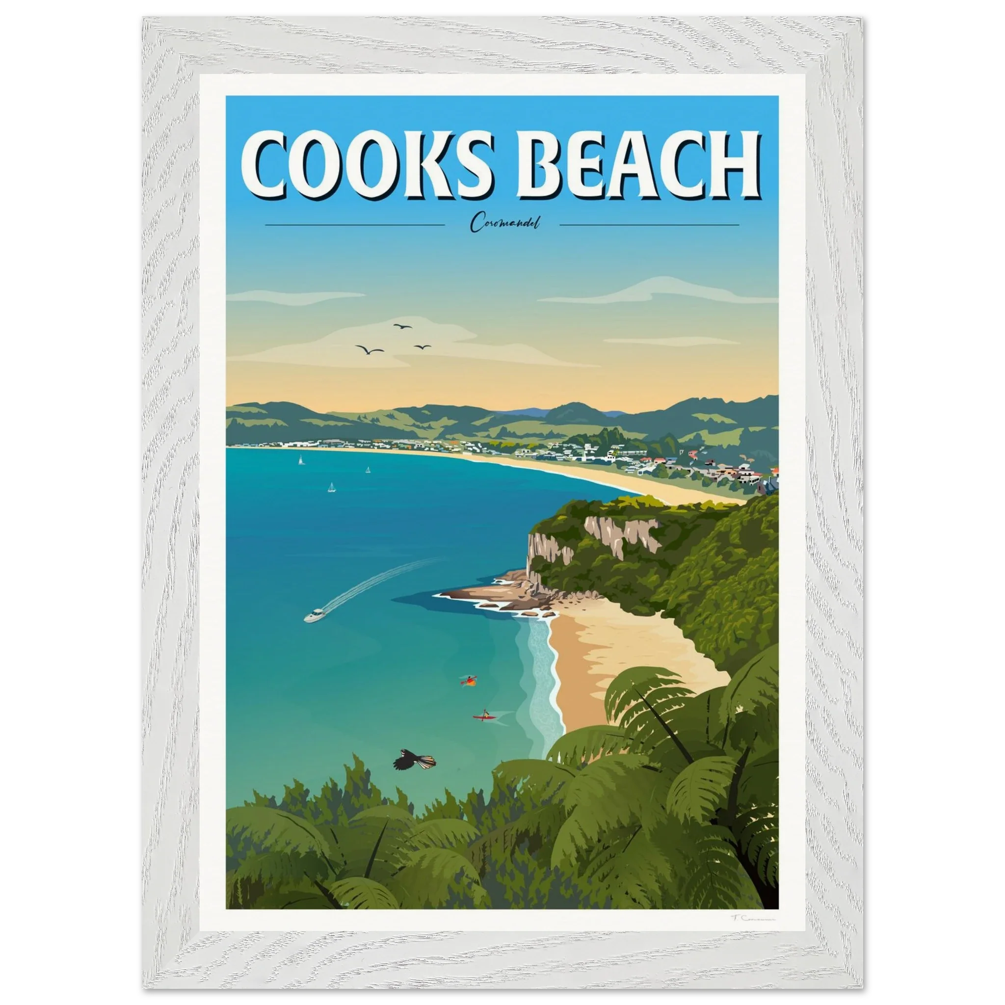 Cooks Beach, Coromandel New Zealand Travel Poster