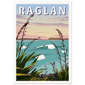 Travel Poster of Raglan, New Zealand - Artist Tiffany Consumi  - Viva Home 