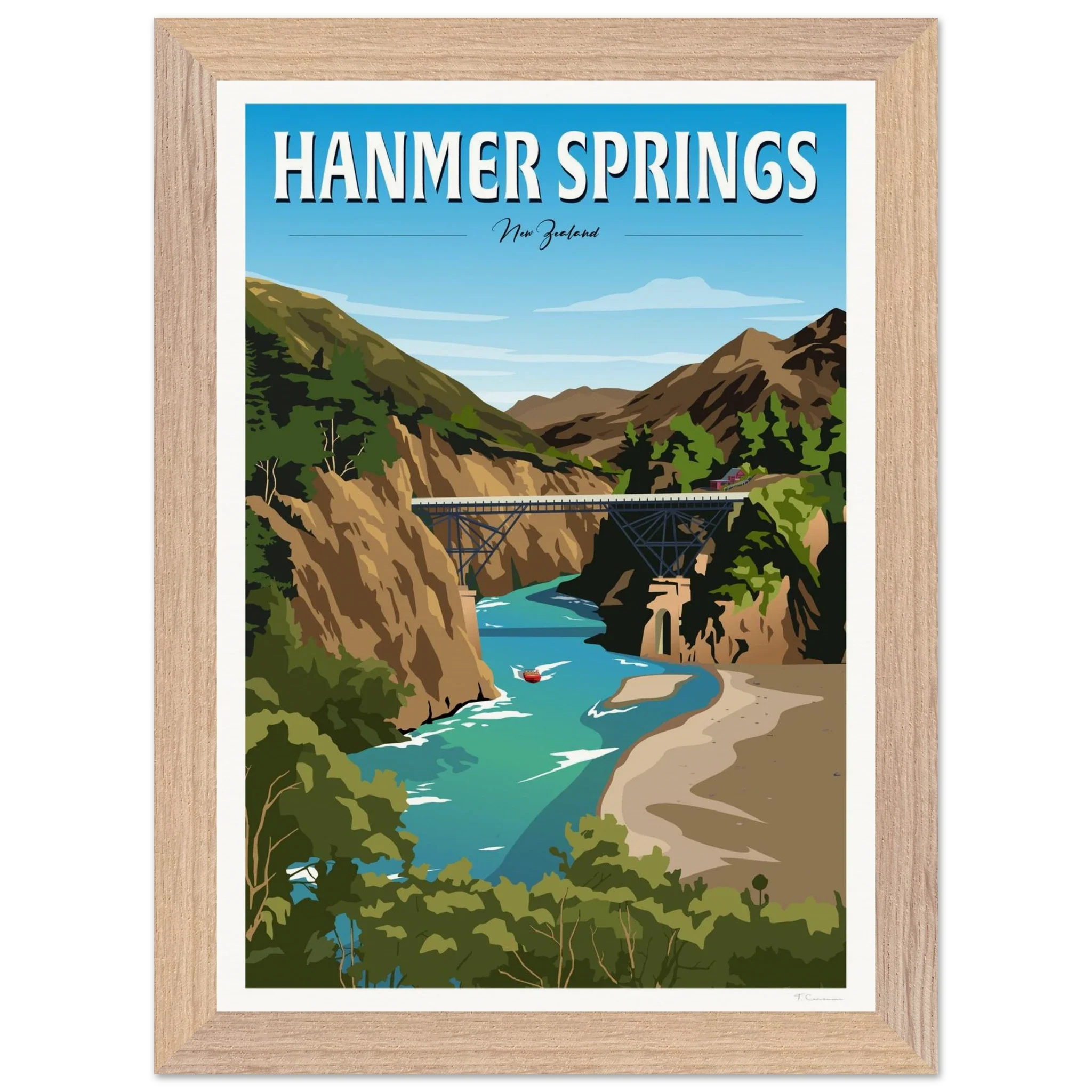 Hanmer Springs Summer Day Travel Poster, New Zealand