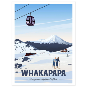 A travel poster print of Whakapapa in Tongariro National Park, New Zealand