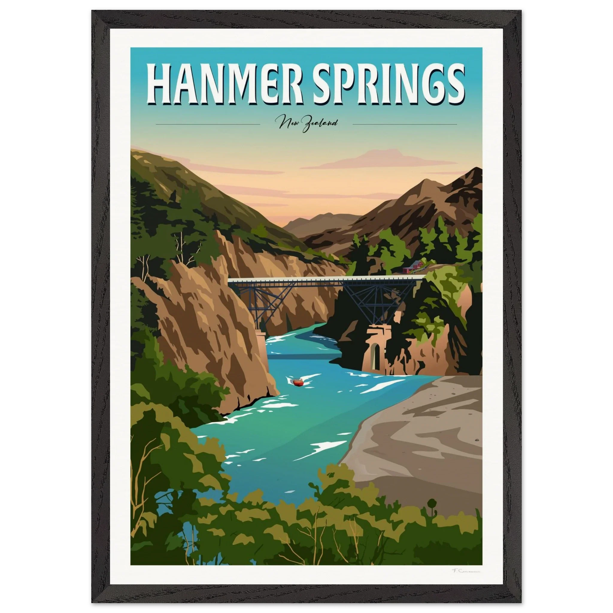 Hanmer Springs Travel Poster, New Zealand