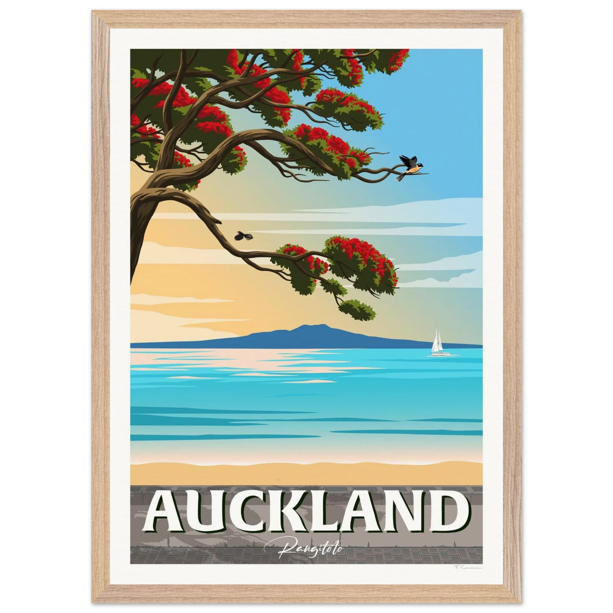 Rangitoto Island New Zealand Travel Poster
