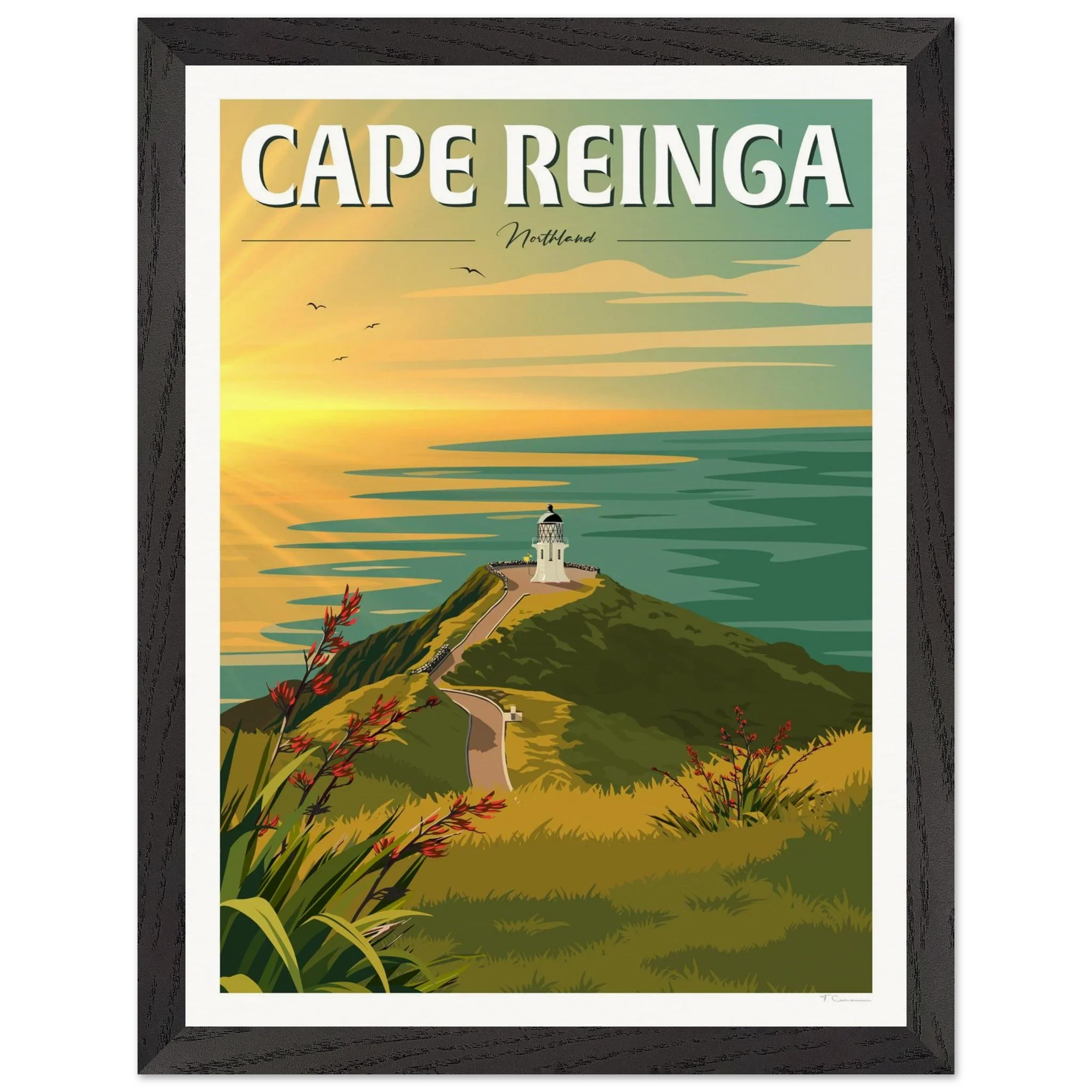 Cape Reinga Sunset Travel Poster, New Zealand