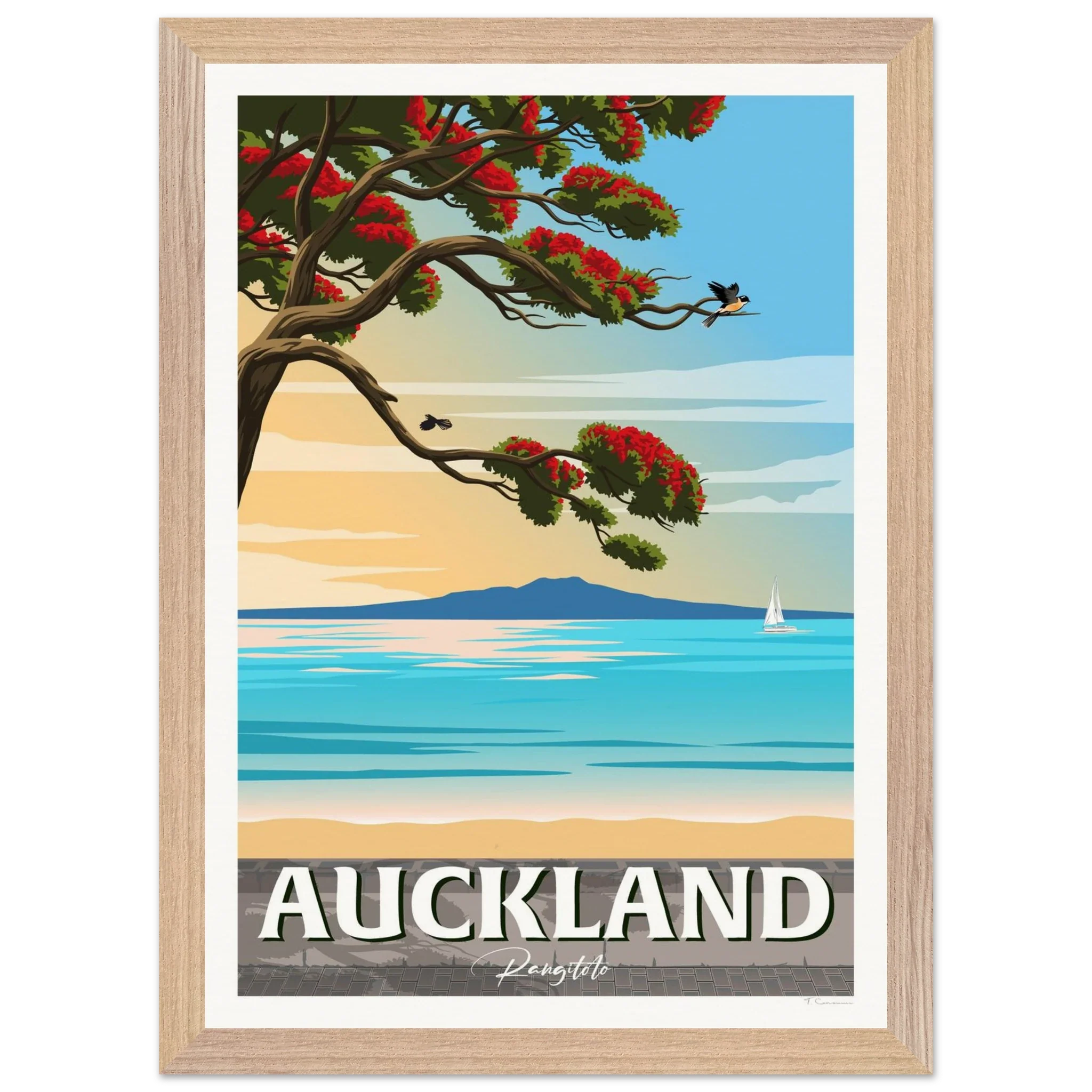 Rangitoto Island New Zealand Travel Poster