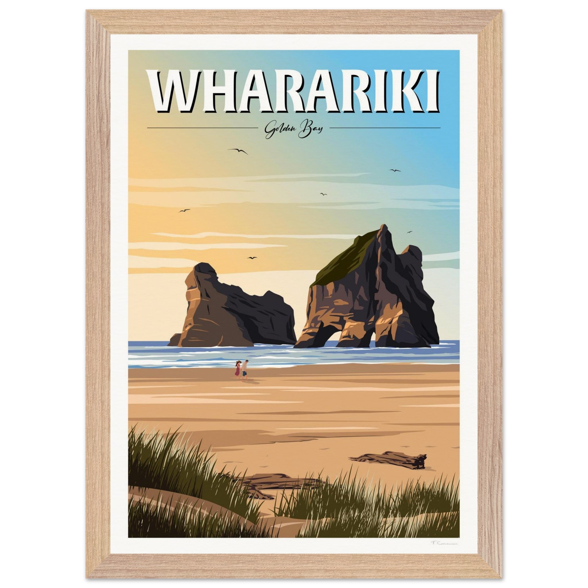 Wharariki Golden Bay Travel Poster, New Zealand