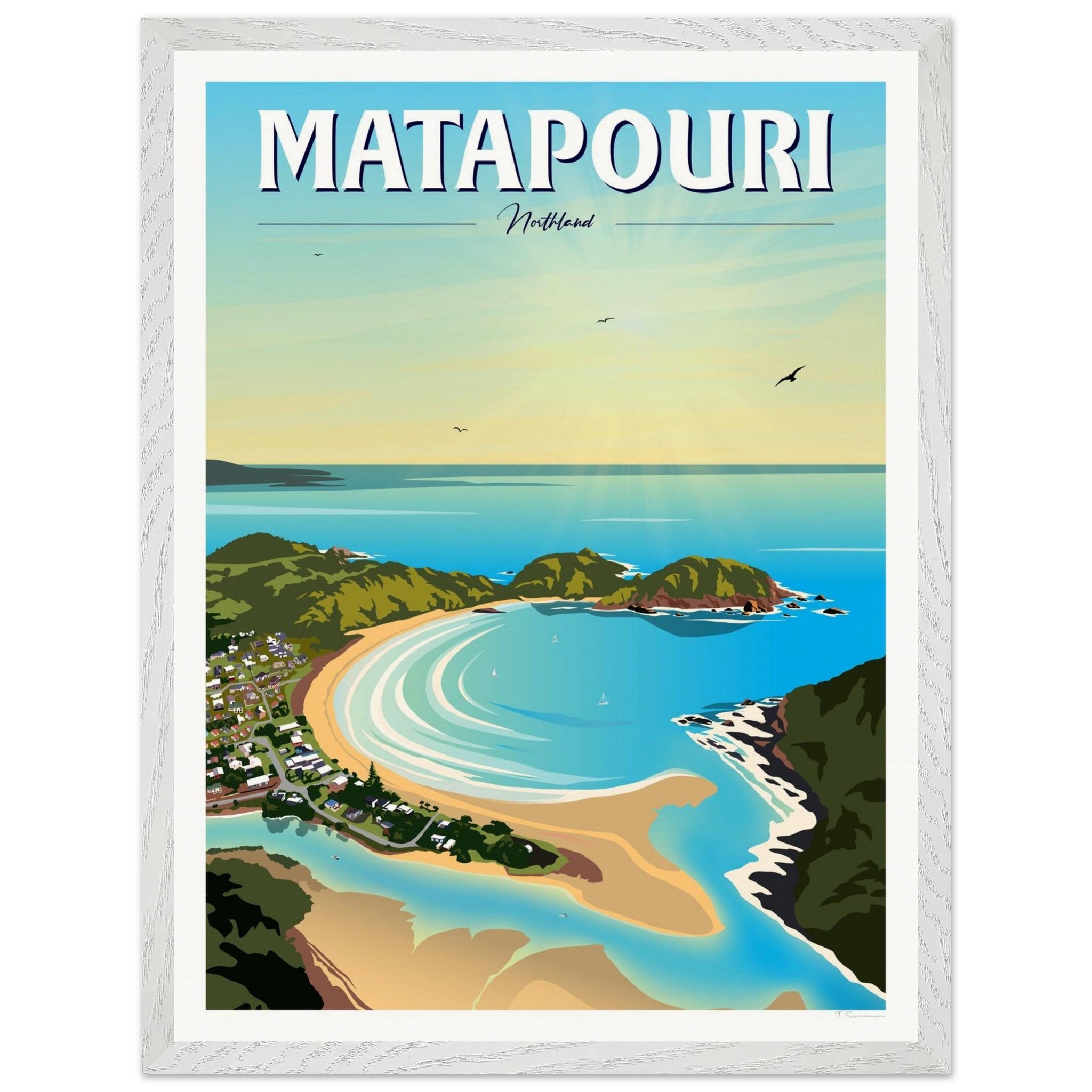 Matapouri Travel Poster, New Zealand