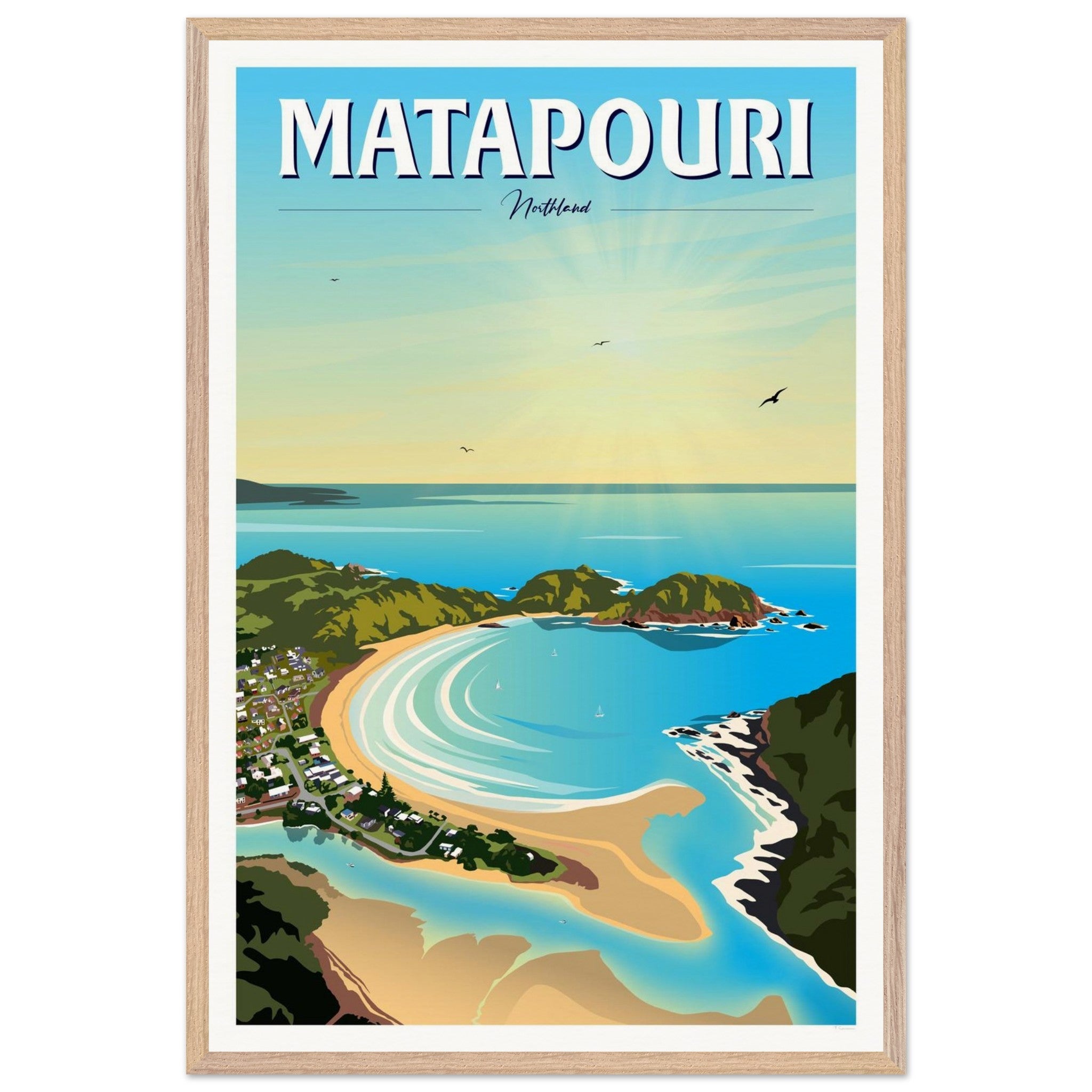 Matapouri Travel Poster, New Zealand