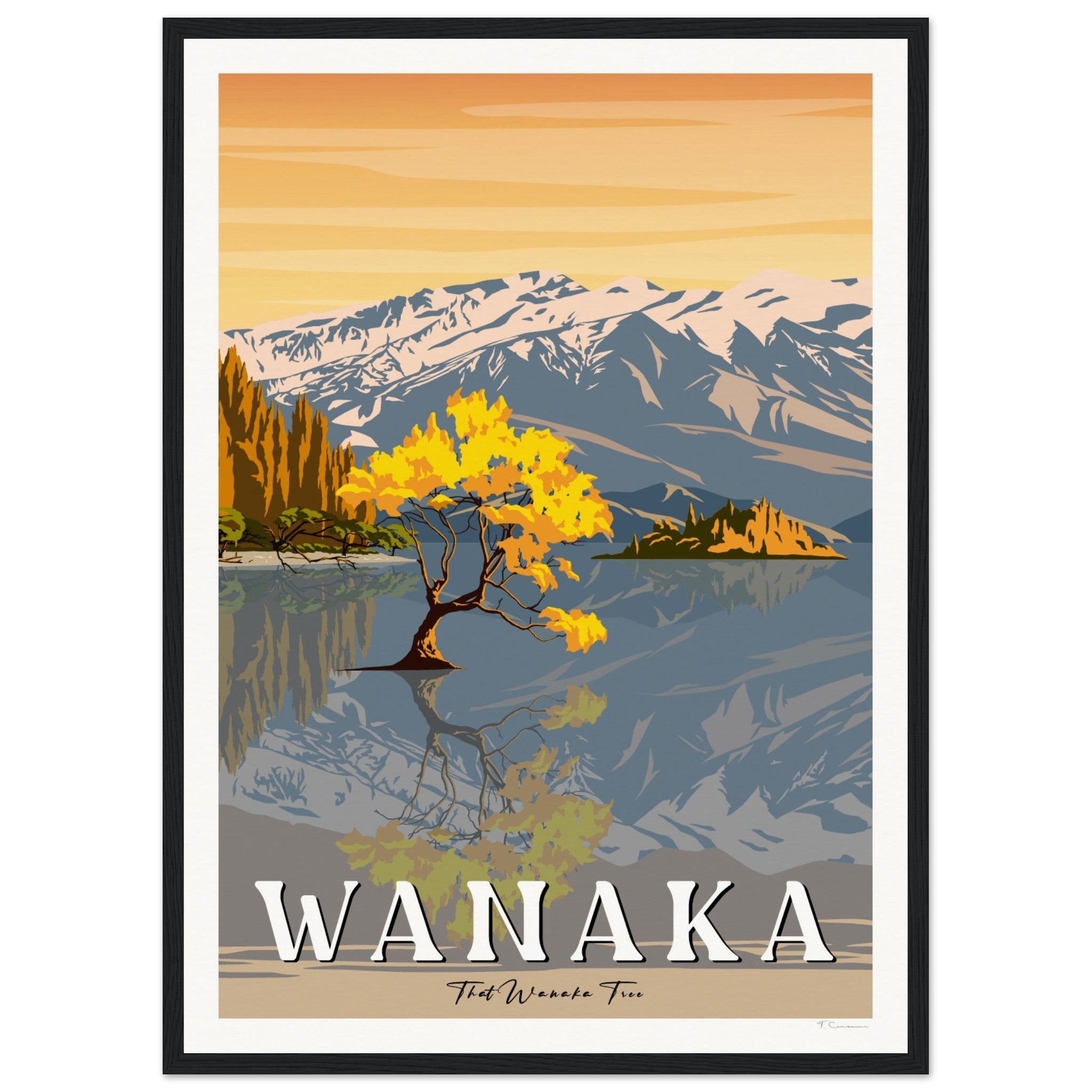 Wanaka Tree in the Lake - Travel Poster, New Zealand