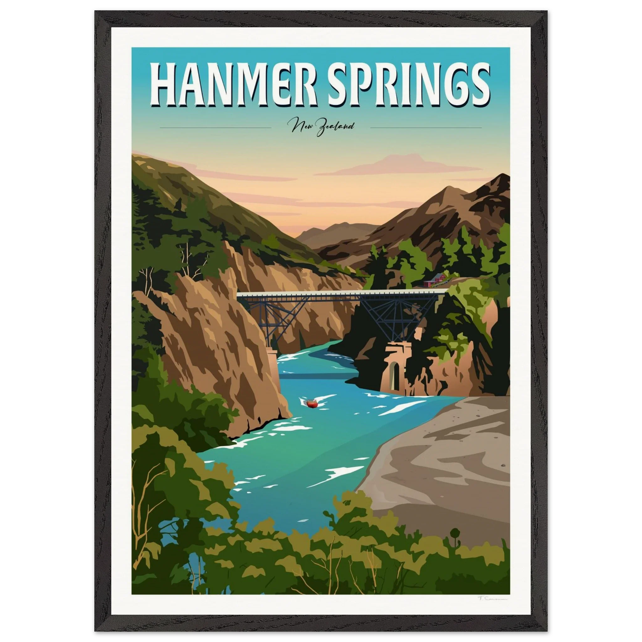 Hanmer Springs Travel Poster, New Zealand